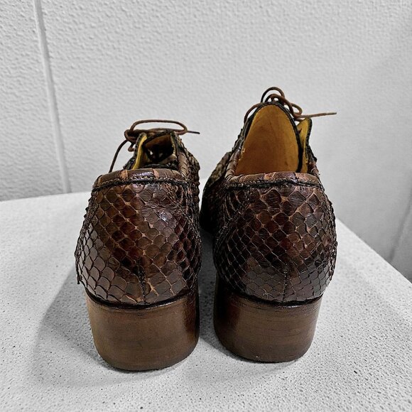 Patrick Cox Wannabe 90s Snake Skin Lace-Up Moc Shoes EU 38.5 / US 8–8.5 Vintage - Picture 4 of 9